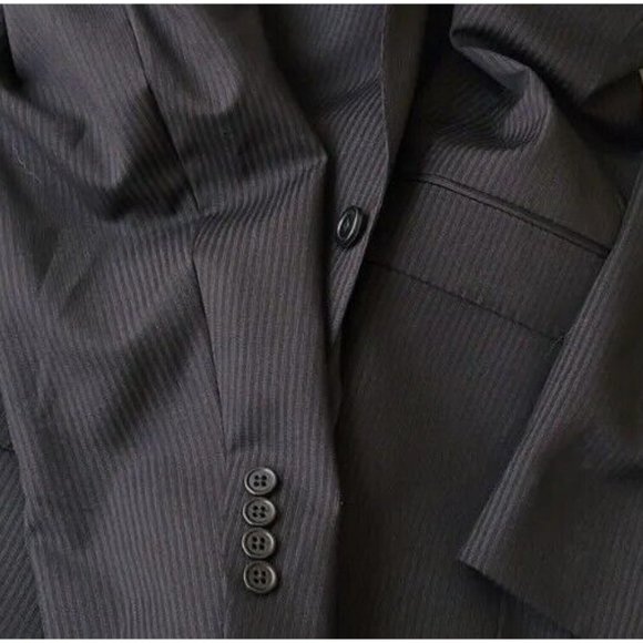 JOSEPH ABBOUD 40R MENS PINSTRIPE SPORT COAT 100% WOOL BLACK TWO-BUTTON B514 - Picture 8 of 9